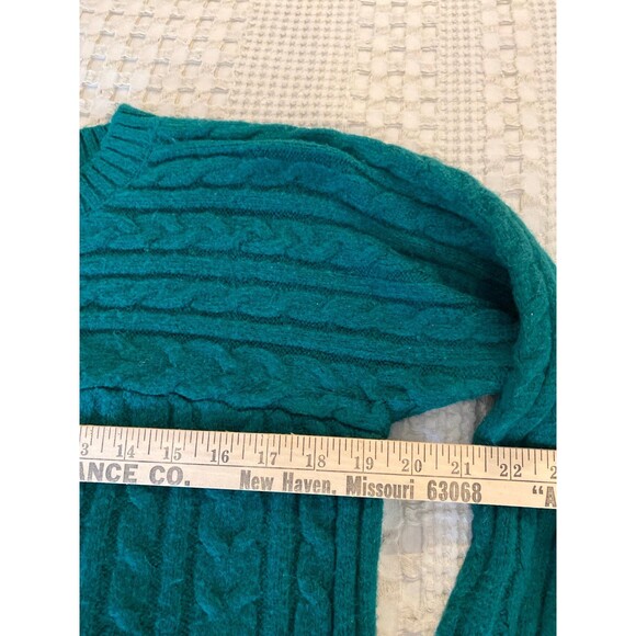 St John’s Bay Sweater Cable Fuzzy Knit  Size Large Dark Green Rounded Neck - Picture 7 of 8